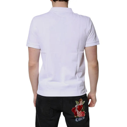 Dolce & Gabbana White Cotton Crown Collared Men Polo T-shirt