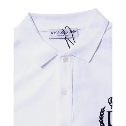 Dolce & Gabbana White Cotton Crown Collared Men Polo T-shirt