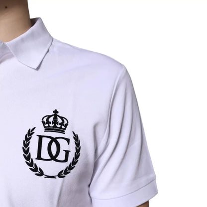 Dolce & Gabbana White Cotton Crown Collared Men Polo T-shirt