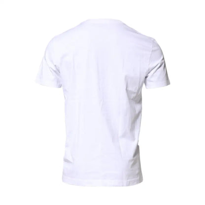 Dolce & Gabbana White Cotton Logo Patch Crew Neck T-shirt