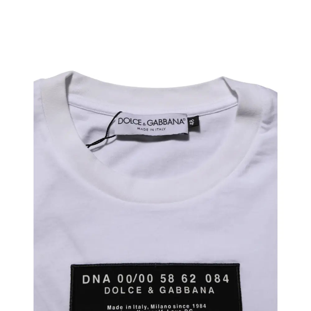 Dolce & Gabbana White Cotton Logo Print Crew Neck Men T-shirt