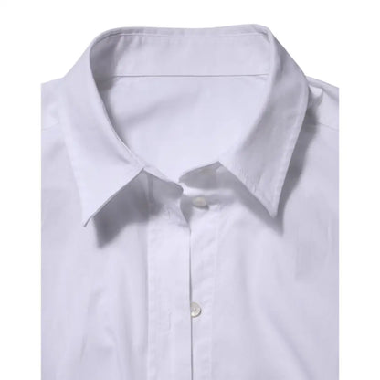 Dolce & Gabbana White Cotton Long Sleeves Collared Top Shirt