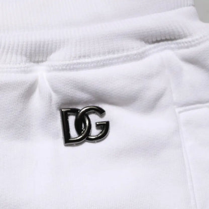 Dolce & Gabbana White Cotton Ripped Bermuda Sweatpants Shorts