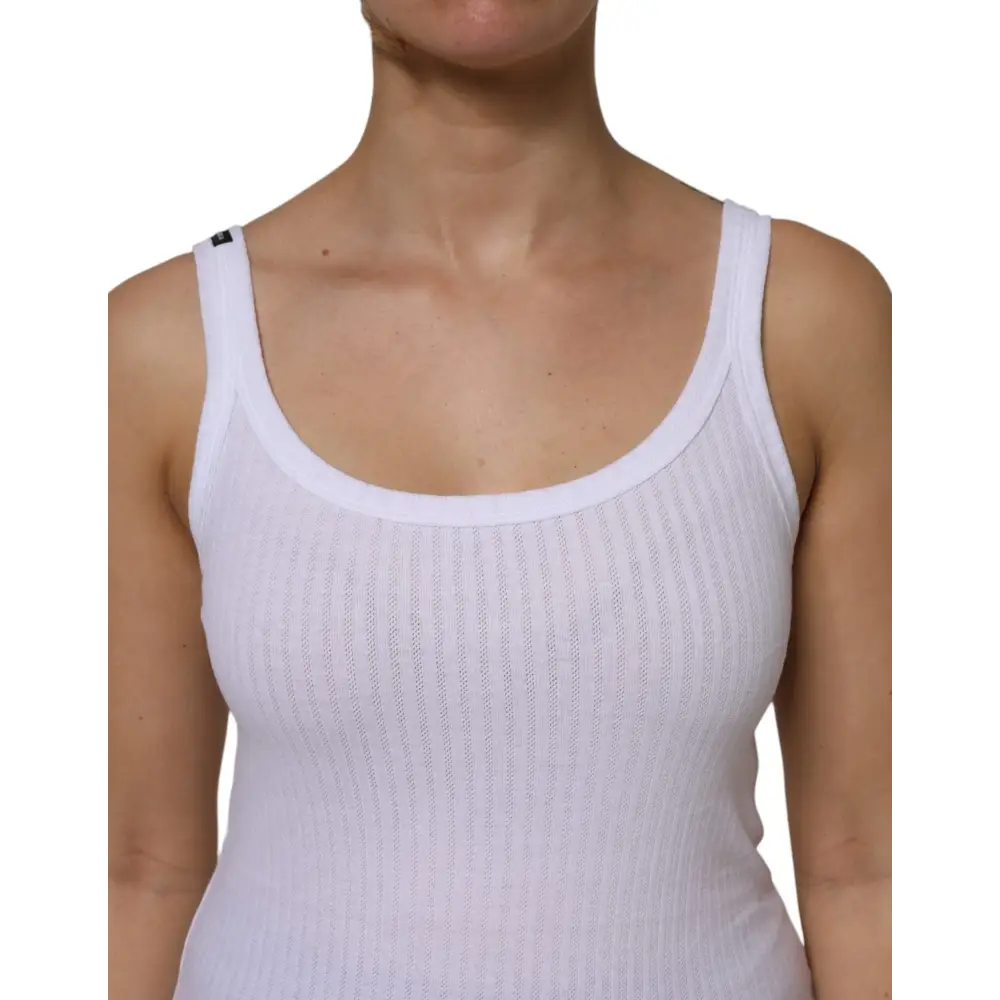 Hvid bomuld tank top fra Dolce & Gabbana med rund hals