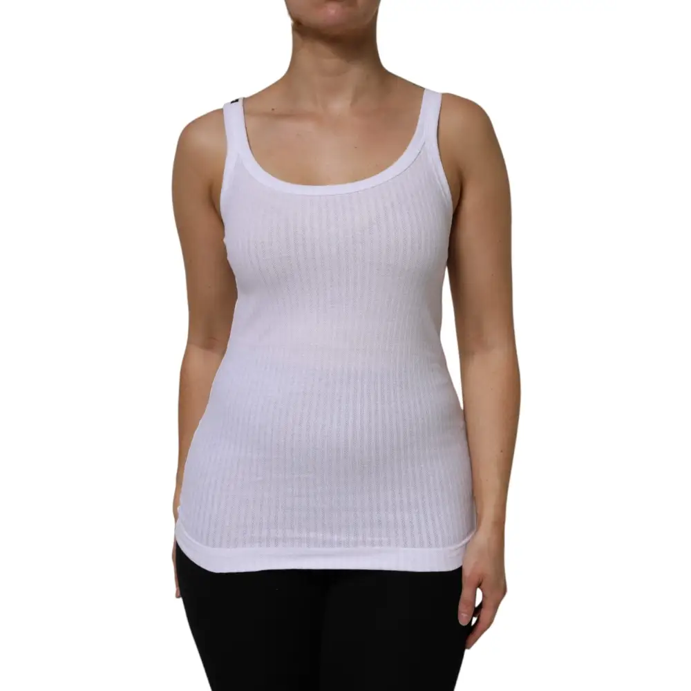 Hvid Dolce & Gabbana bomuld rund hals ærmeløs tank top
