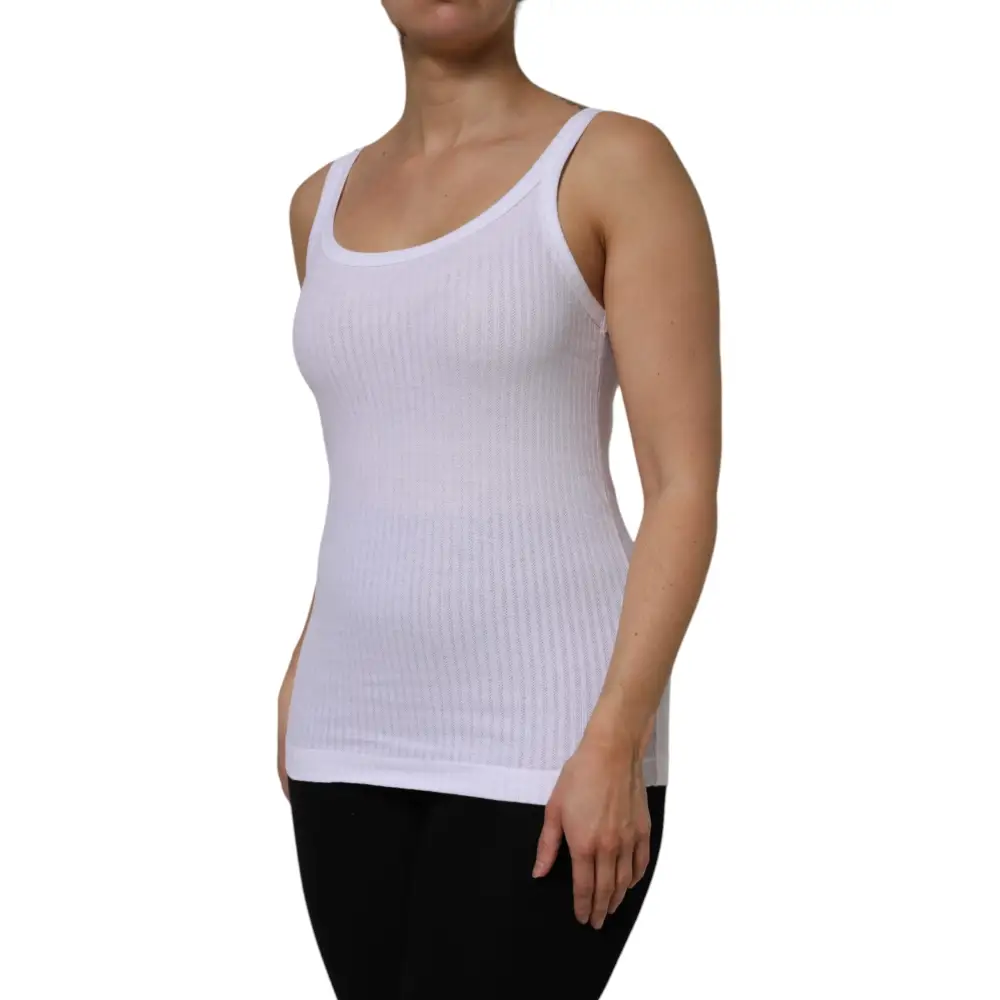 Hvid bomuldstrøje Dolce & Gabbana rund hals ærmeløs tank top