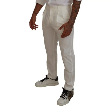 Dolce & Gabbana White Cotton Skinny Chino Pants