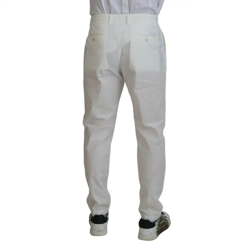 Dolce & Gabbana White Cotton Skinny Chino Pants