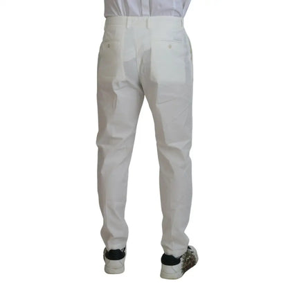 Dolce & Gabbana White Cotton Skinny Chino Pants