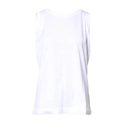 Dolce & Gabbana White Cotton Sleeveless Crew Neck T-shirt