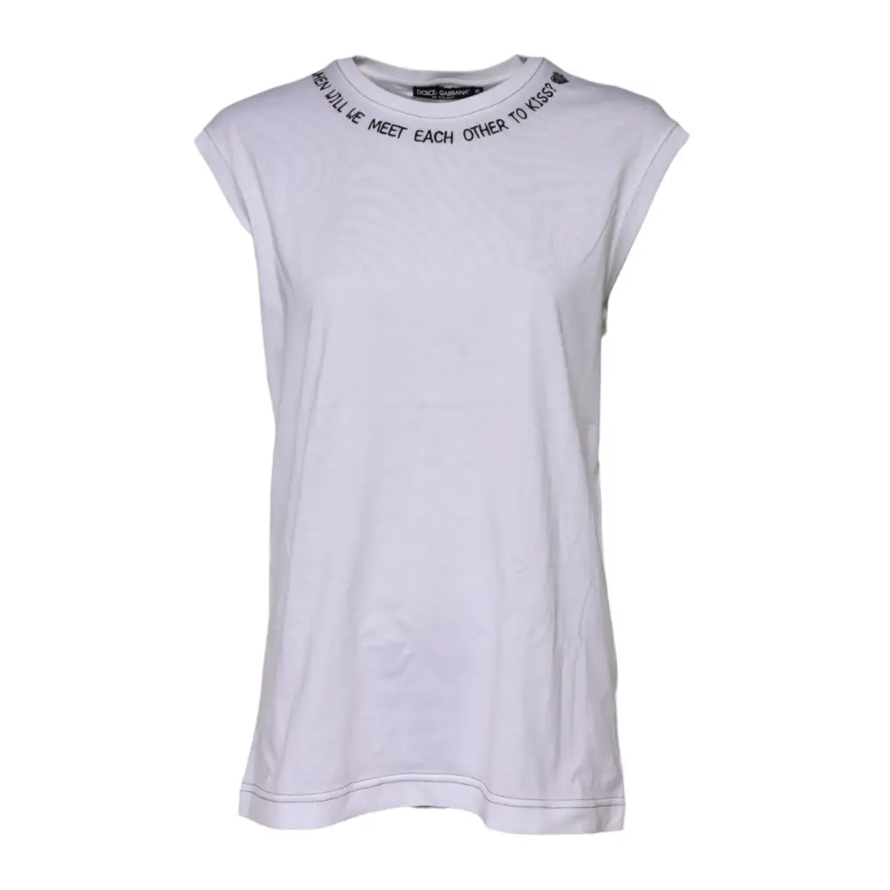 Hvid Dolce & Gabbana tank top med tryk: will we meet each other to kiss?