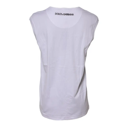 Hvid Dolce & Gabbana tank top i bomuld med subtil logo