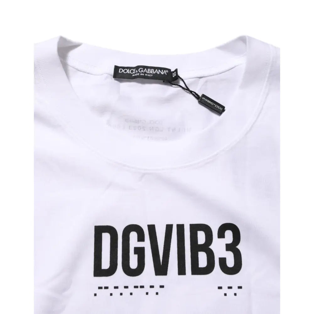 Dolce & Gabbana White Cotton Sleeveless Printed Tank T-shirt