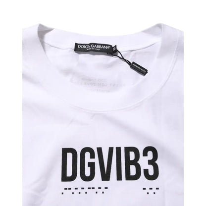 Dolce & Gabbana White Cotton Sleeveless Printed Tank T-shirt