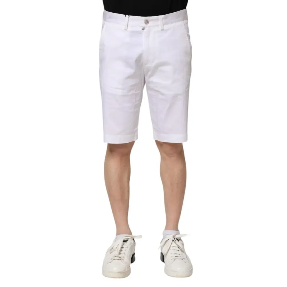 Dolce & Gabbana White Cotton Stretch Men Denim Bermuda Shorts