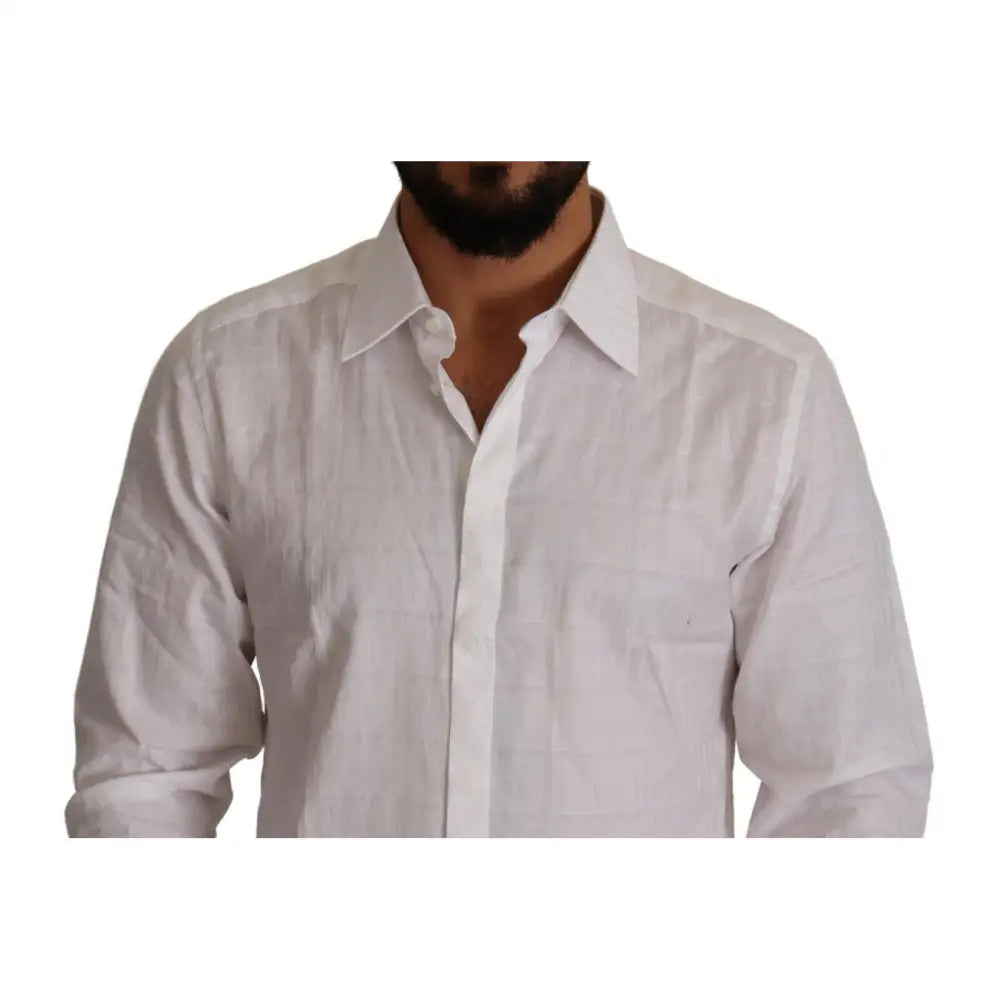 Dolce & Gabbana White GOLD Cotton Slim Fit Dress Formal Shirt