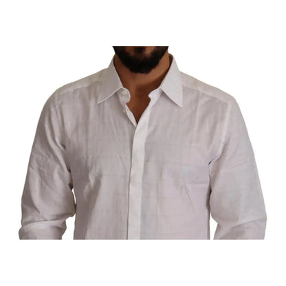 Dolce & Gabbana White GOLD Cotton Slim Fit Dress Formal Shirt
