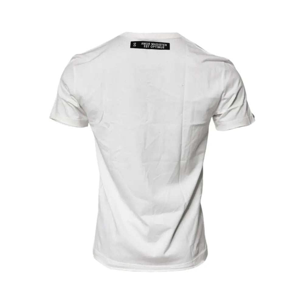 Dolce & Gabbana White Graphic Print Cotton Crew Neck T-shirt