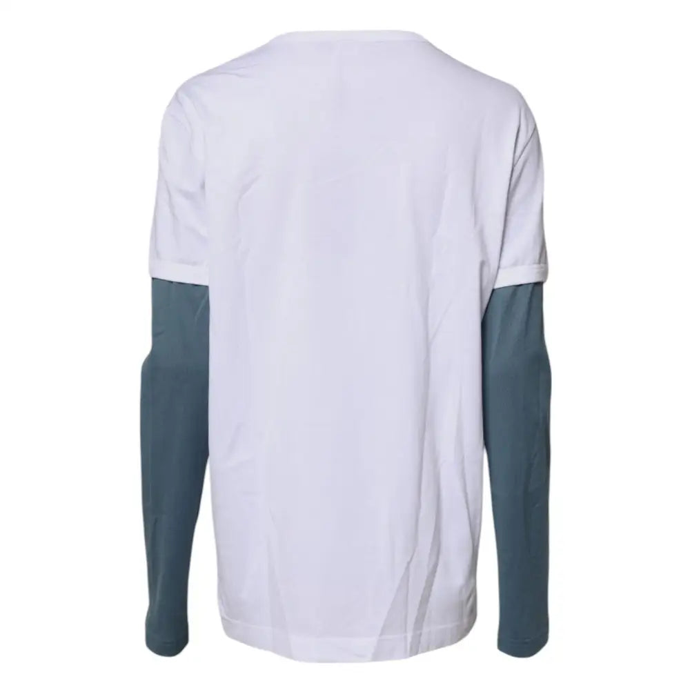 Hvid og teal to-tone langærmet t-shirt med grafisk print fra Dolce & Gabbana