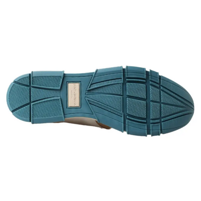 Dolce & Gabbana white leather loafers med teal sål og grid mønster