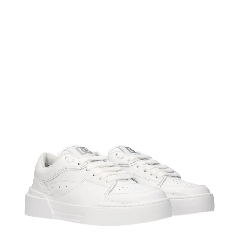 Dolce & Gabbana White Leather Low Tops