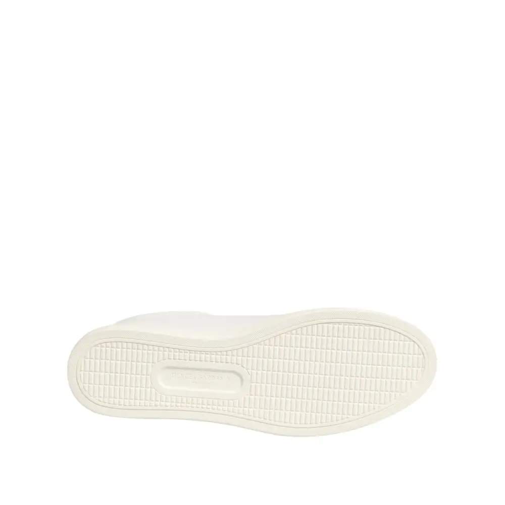 Dolce & Gabbana White Leather Rose Embroidery Low-Top Shoes - Sneakers