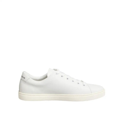 Dolce & Gabbana White Leather Sacre Heart Patch Sneakers Shoes