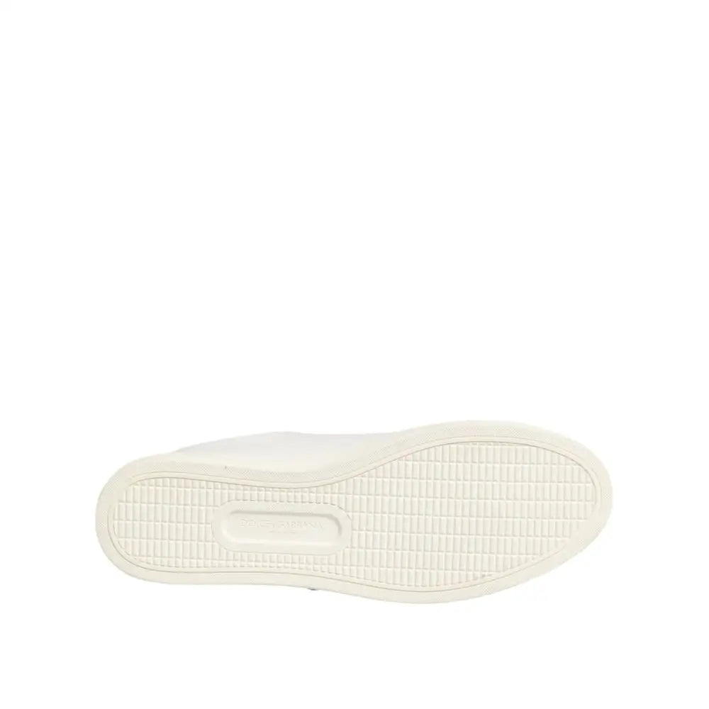 Dolce & Gabbana White Leather Sacre Heart Patch Sneakers Shoes