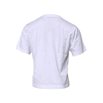 Dolce & Gabbana White Logo Patch Cotton Crew Neck T-shirt