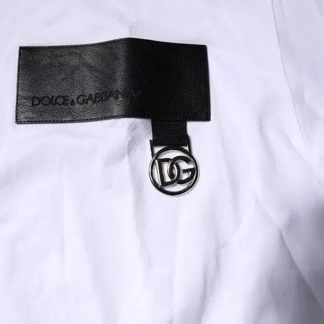 Dolce & Gabbana White Logo Patch Cotton Crew Neck T-shirt