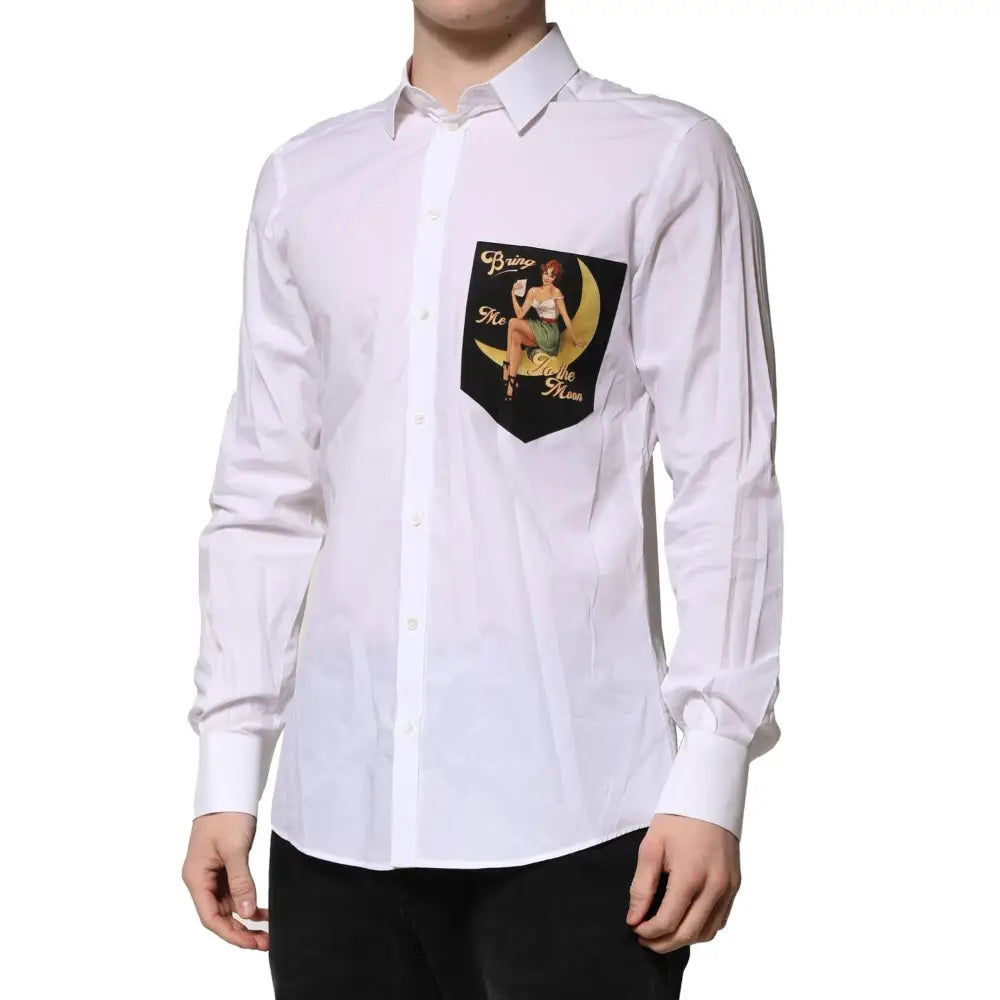 Dolce & Gabbana White MARTINI Long Sleeves Men Formal Shirt
