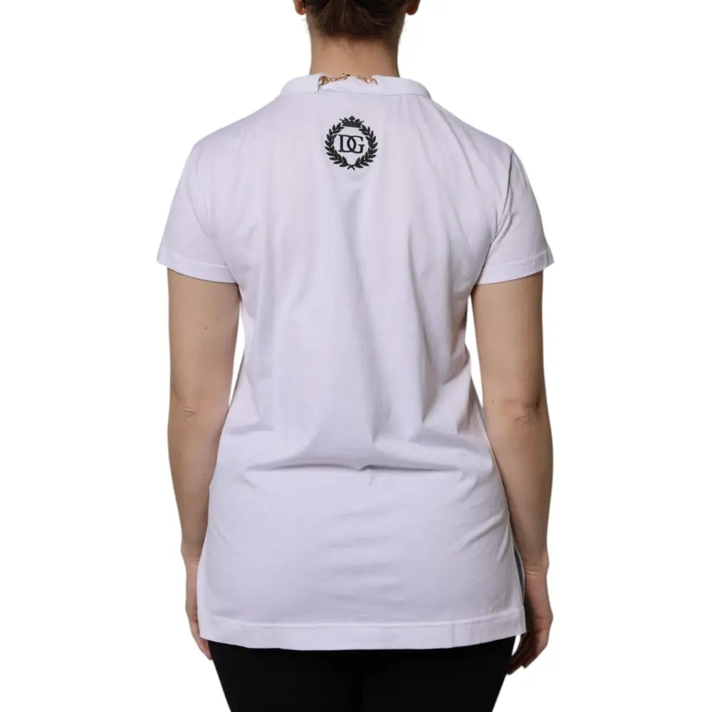 Dolce & Gabbana White Necklace Cotton Short Sleeve T-shirt