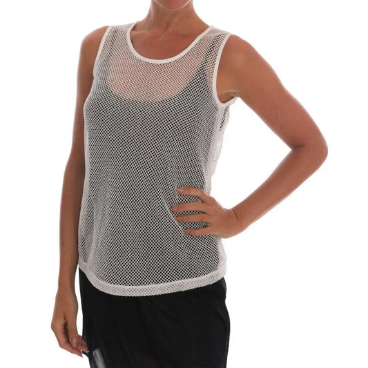 Dolce & Gabbana White Net Tank Transparent Top