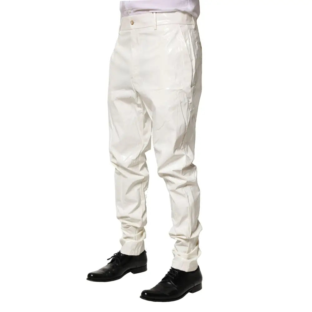 Dolce & Gabbana White Nylon Tapered Dress Men Pants