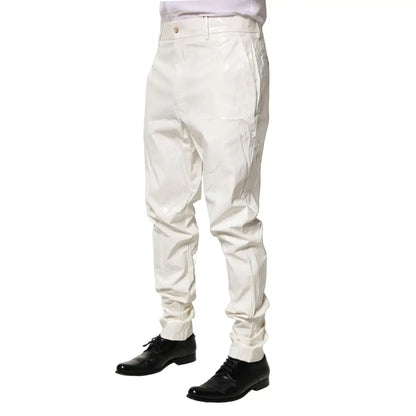 Dolce & Gabbana White Nylon Tapered Dress Men Pants