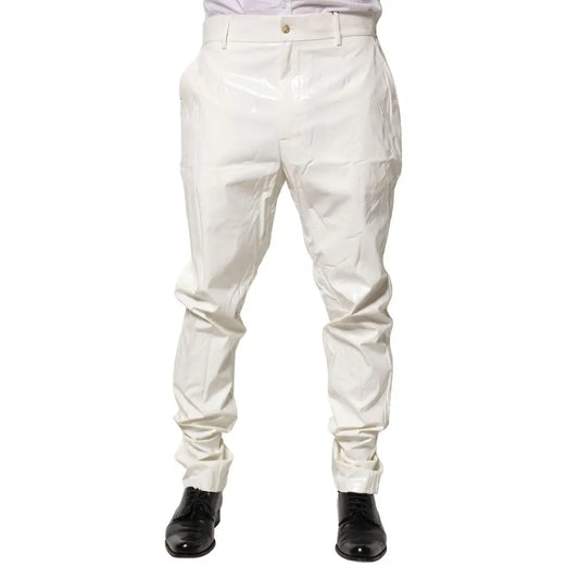 Dolce & Gabbana White Nylon Tapered Dress Men Pants