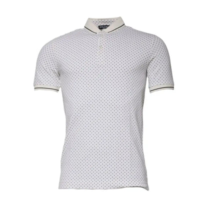 Dolce & Gabbana White Polka Dot Cotton Collared Polo T-shirt