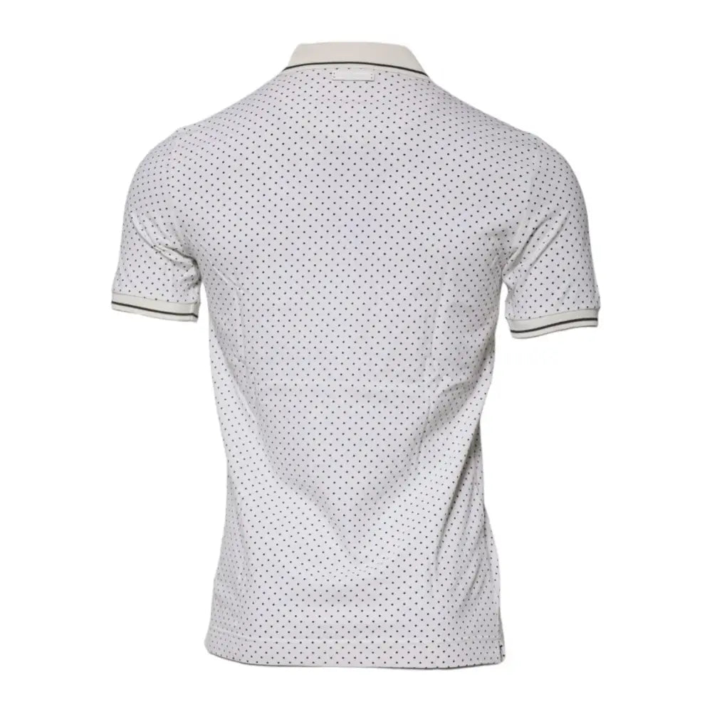 Dolce & Gabbana White Polka Dot Cotton Collared Polo T-shirt