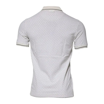 Dolce & Gabbana White Polka Dot Cotton Collared Polo T-shirt