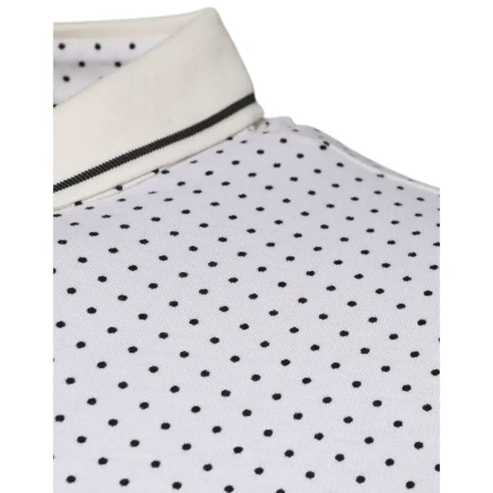 Dolce & Gabbana White Polka Dot Cotton Collared Polo T-shirt