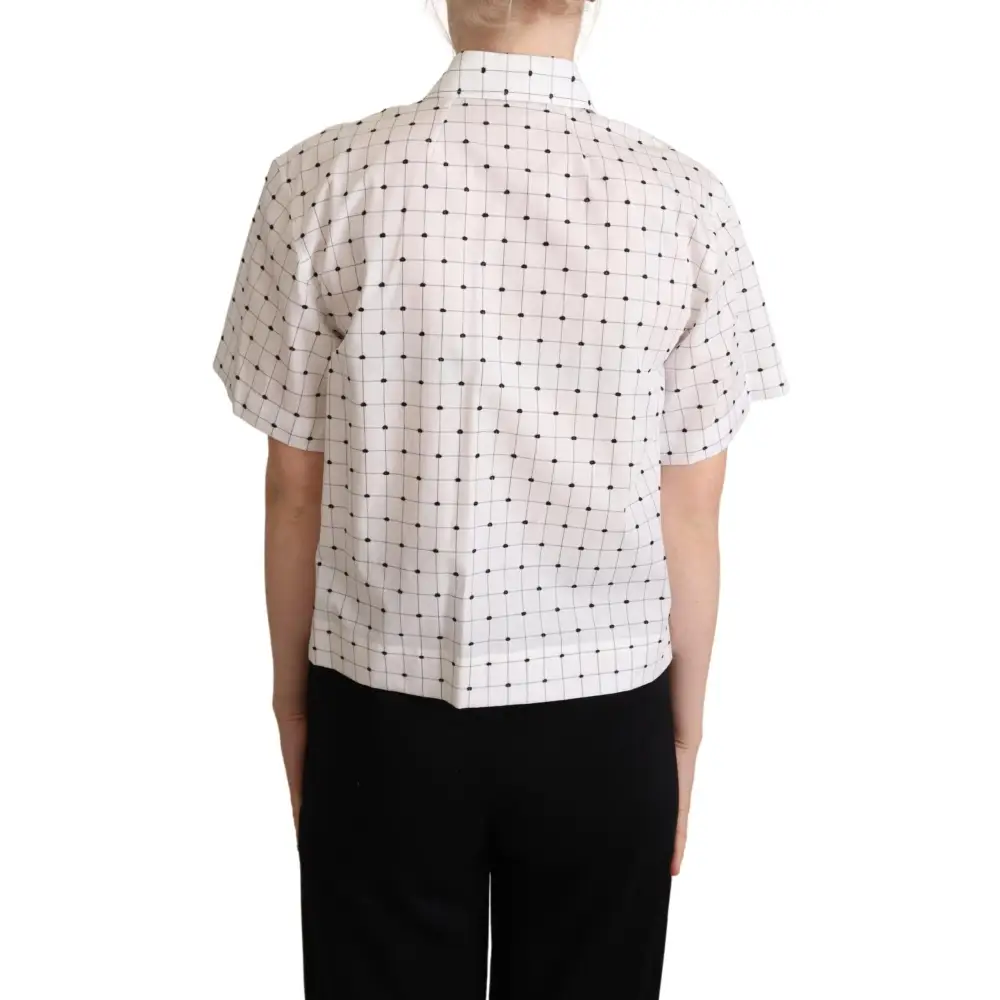 Dolce & Gabbana hvid polka dot bomuldsskjorte, 100% originale brands