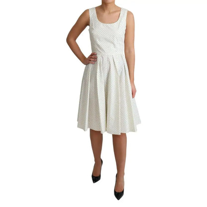 Dolce & Gabbana White Polka Dotted Cotton A-Line Dress