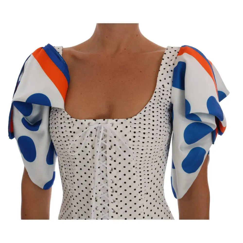 Dolce & Gabbana White Polka Silk Corset Bustier Top