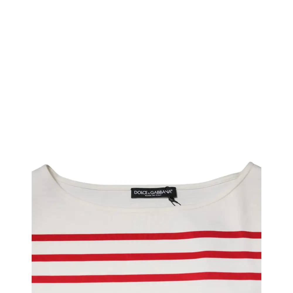 Hvid Dolce & Gabbana top med røde striber, outlet mærkevarer 100% originale