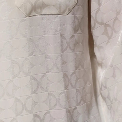 Dolce & Gabbana White Silk DG Logo Print Long Sleeves Shirt