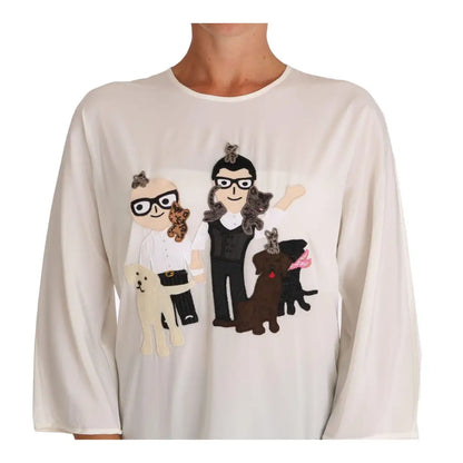Dolce & Gabbana White Silk #dgfamily Blouse T-shirt