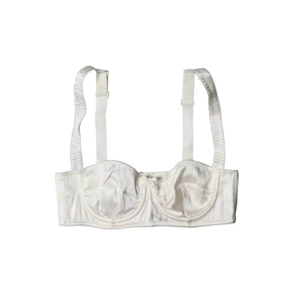 Dolce & Gabbana White Silk Satin Underwire Bra Semi Pad Underwear - IT2/S