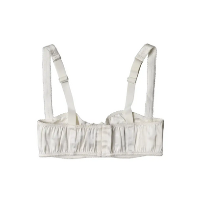 Dolce & Gabbana White Silk Satin Underwire Bra Semi Pad Underwear - IT2/S