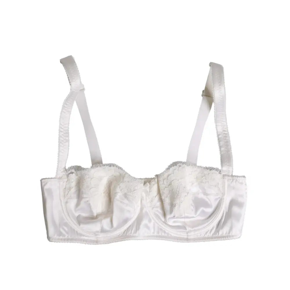 Dolce & Gabbana White Silk Underwired Balconette Bra Underwear
