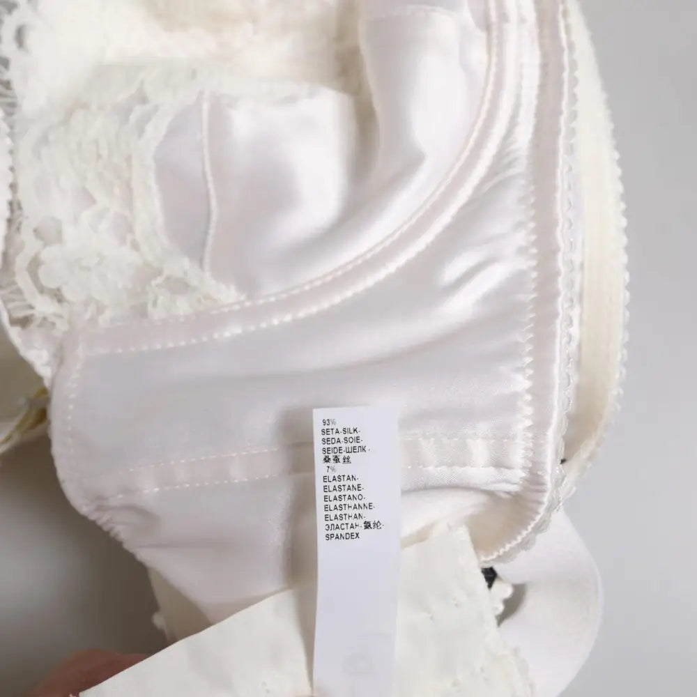 Dolce & Gabbana White Silk Underwired Balconette Bra Underwear